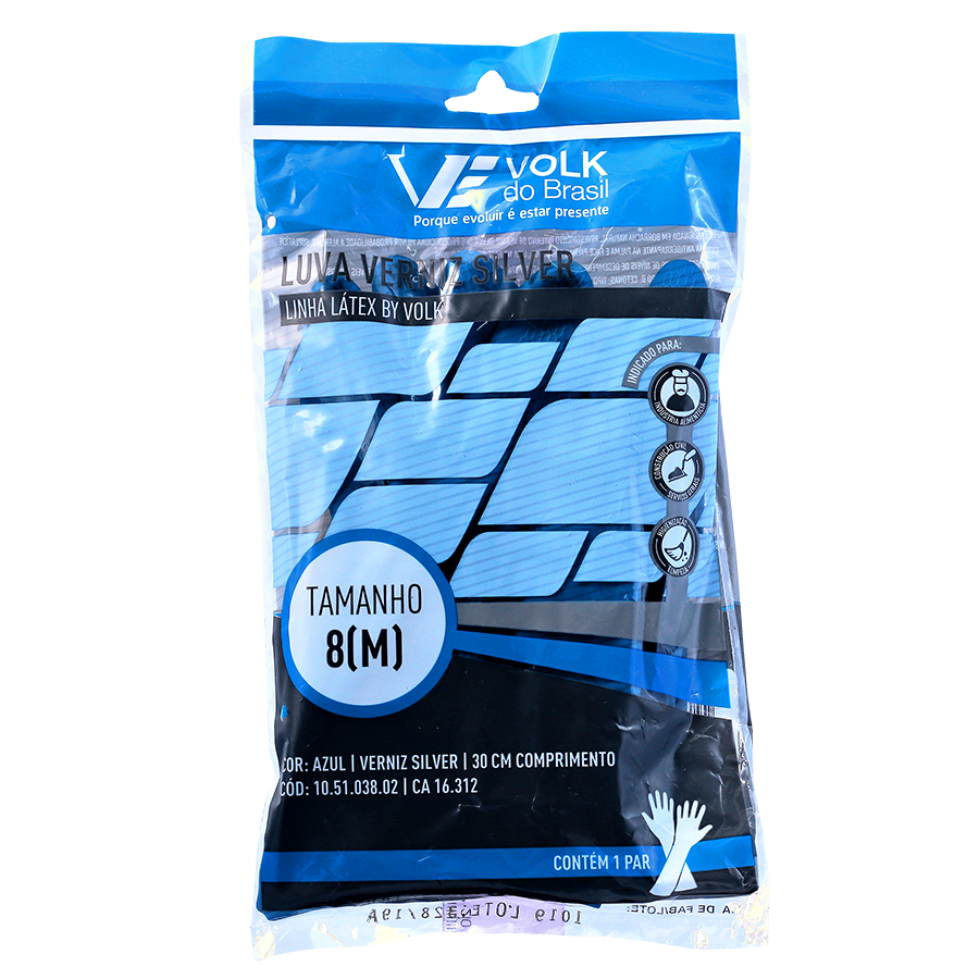 LUVA VERNIZ SILVER VOLK AZUL TAM M