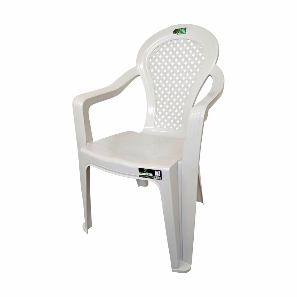 POLTRONA PALHINHA COM BRAÇO BRANCA FORPLAST